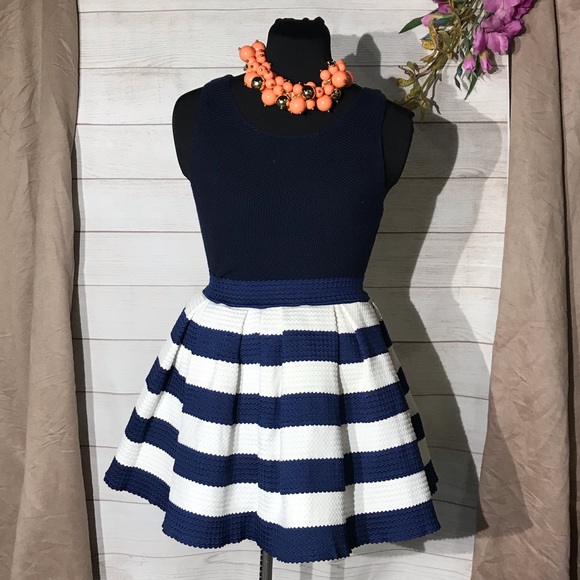 Active U.S.A. Dresses & Skirts - Blue/White Striped Bandage Circle Skirt